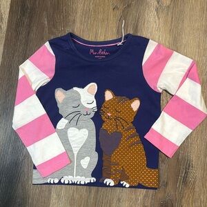Mini Boden Front & Back Appliqué T-shirt Heart Cats